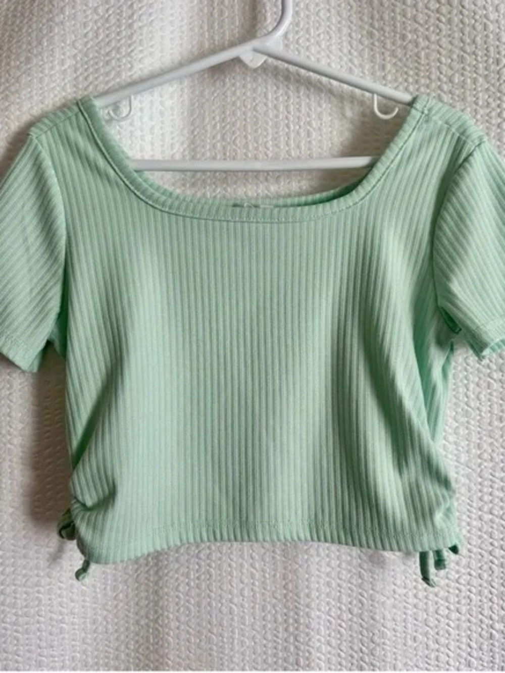 Women's Mint Ribbed Short Sleeve Crop Top